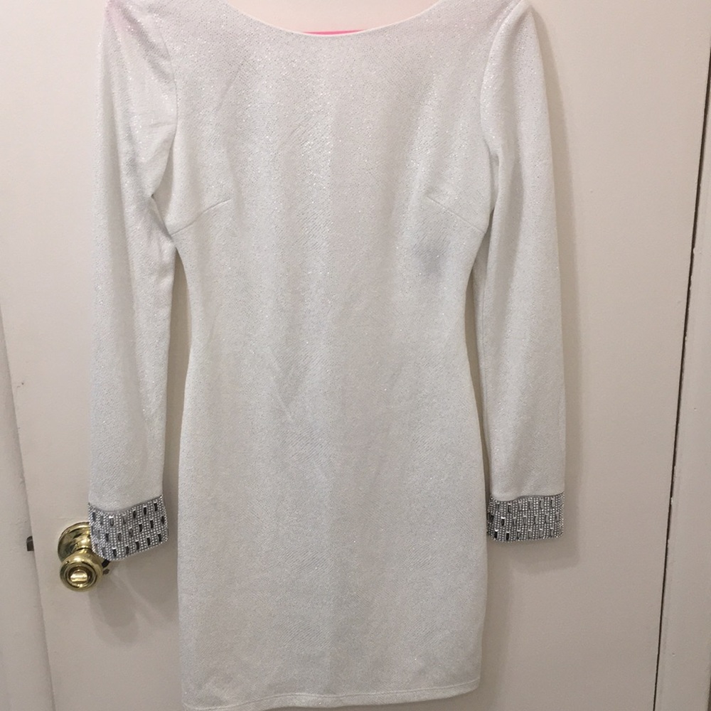 Worn 1. White Low Back Mini Bandage w/Silver Cuffs